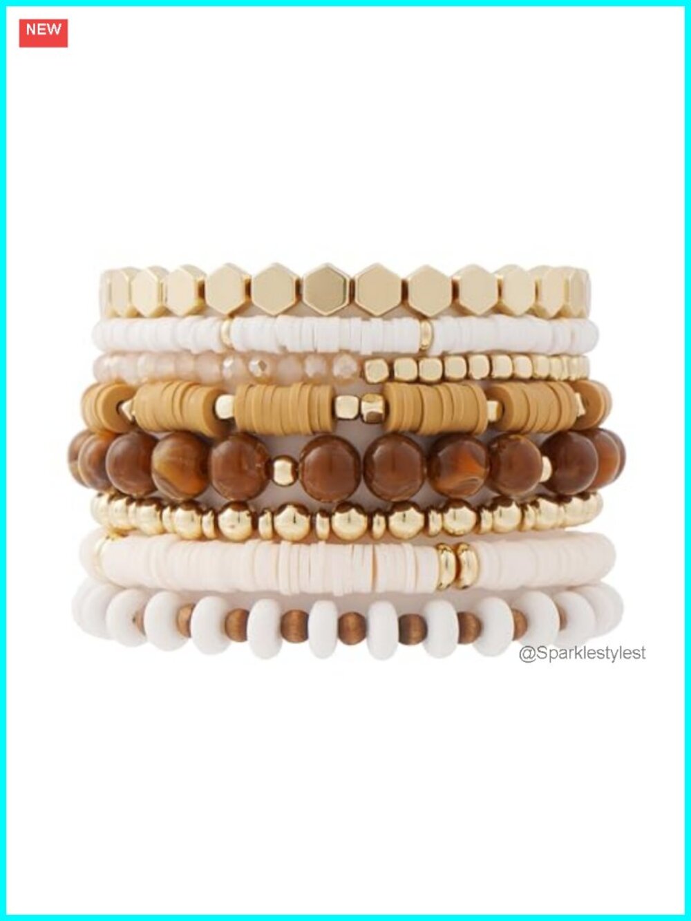 Heishi Clay Bead Bracelets Set Gold Plated Stretch Stackable Beach Jewelry
